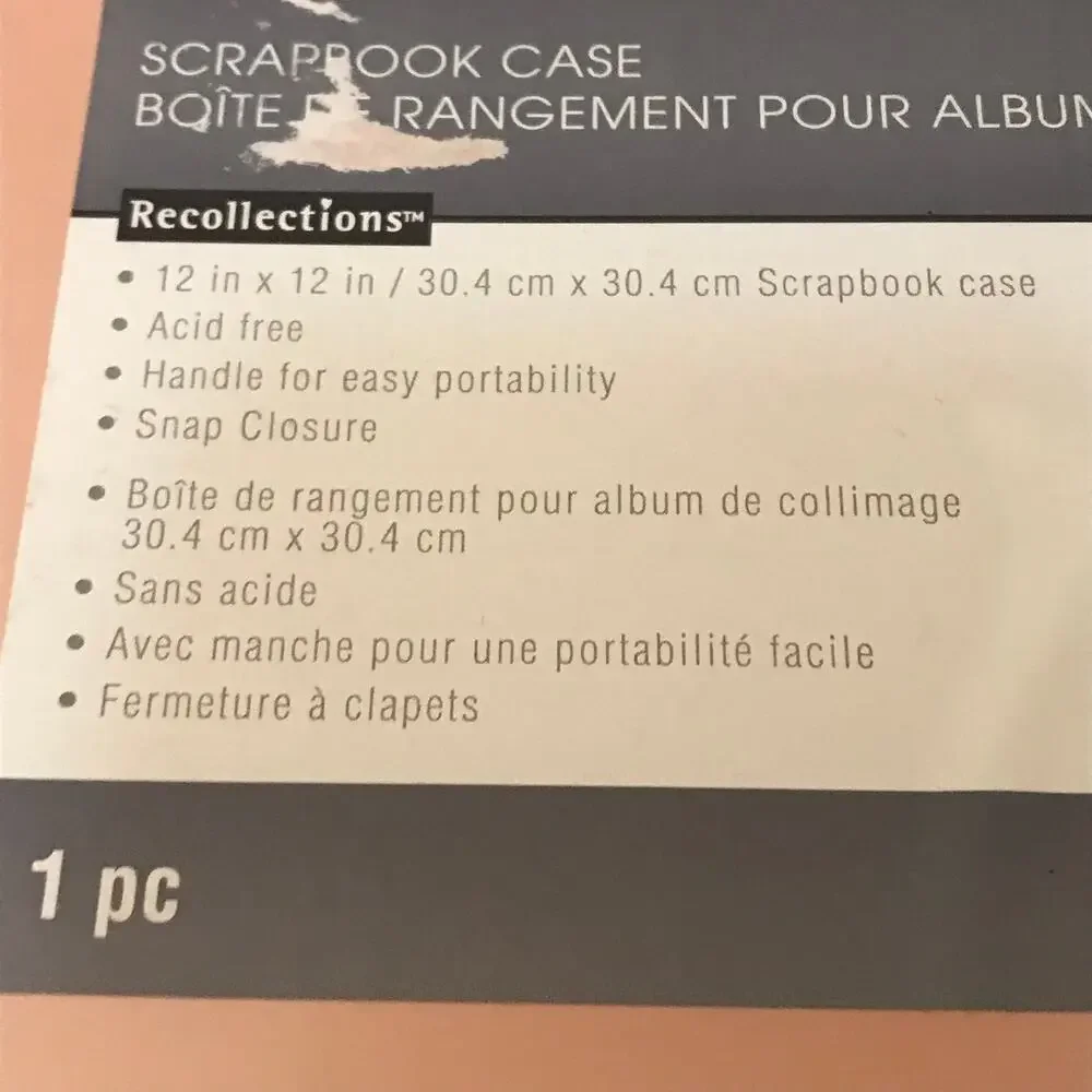 Recollections light pink Scrapbook case for 12 x 12 papers and books
